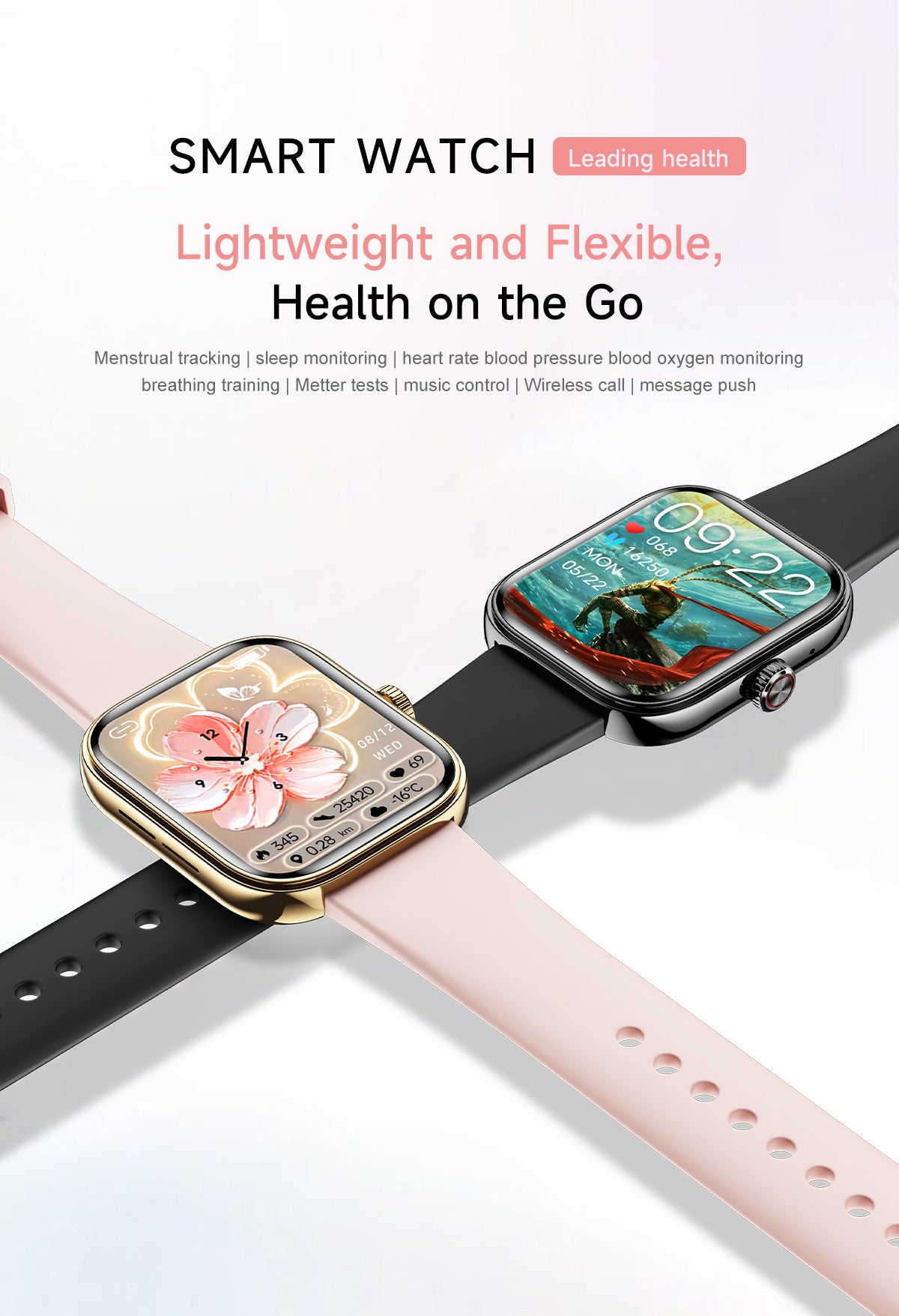 G46Women's Smart Watch Blood Pressure Blood Sugar Blood Oxygen Detection NFC Alipay Bluetooth Call Smart Bracelet