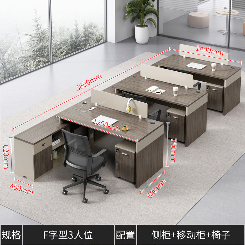 Financial Office Desk Employee Position Staff Office Desk and Chair Set Simple Modern Three-Person Company Computer Desk