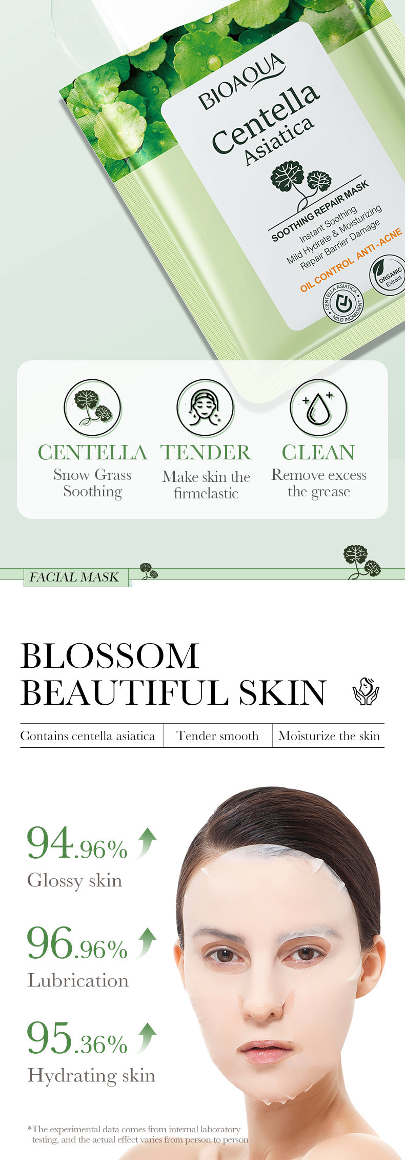 Centella Asiatica Facial Mask25g BIOAOUA Hydrating, rejuvenating, moisturizing, and nourishing cross-border wholesale