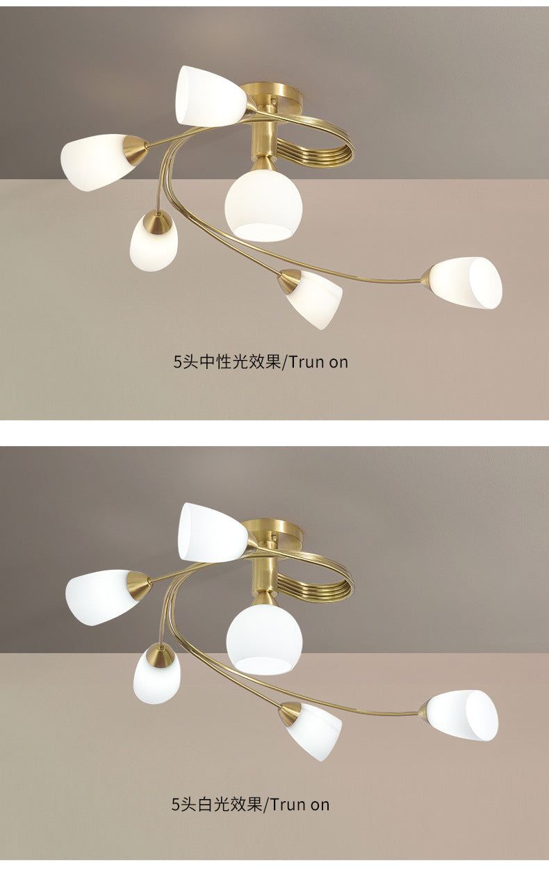 All-Copper Ceiling Light Nordic Style Bedroom Light Modern Simple Elegant Master Bedroom Room Light Creative Personality Living Room Light