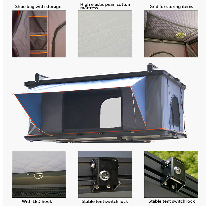 Aluminum Alloy Hard Top Car Roof Tent Double Person Rainproof Thickened Outdoor Camping Equipment SUV Universal Car Tent