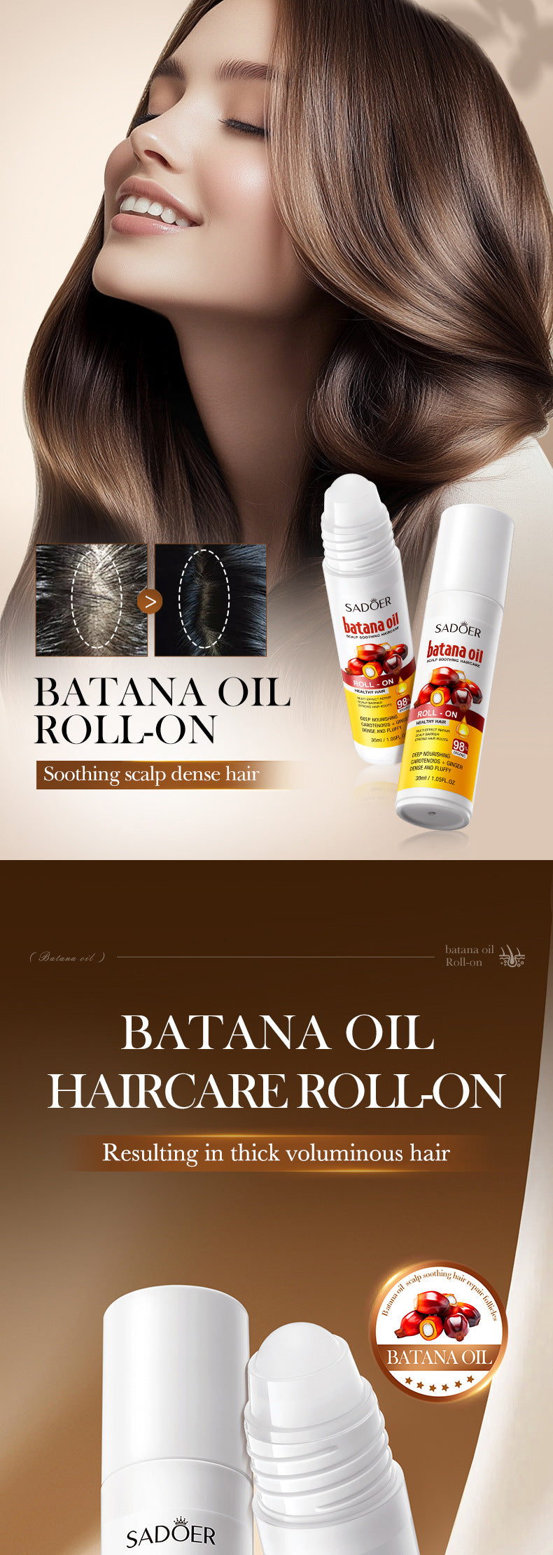 Batahana Scalp Soothing Conditioner SADOER Moisturizing and Nutritious Hair Care Roll-on Cross-Border Wholesale