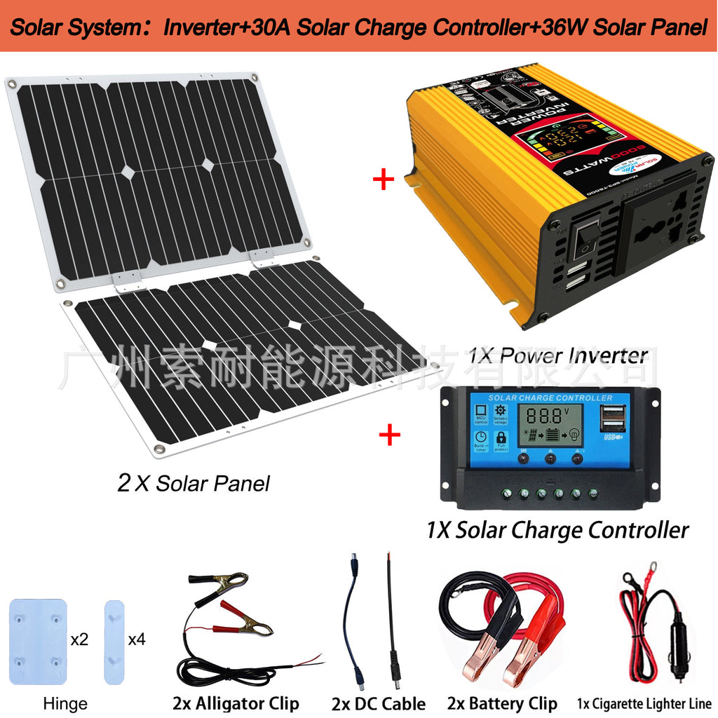 12V Solar Energy Kit System: Inverter 30A Controller 18W Solar Panel Solar System