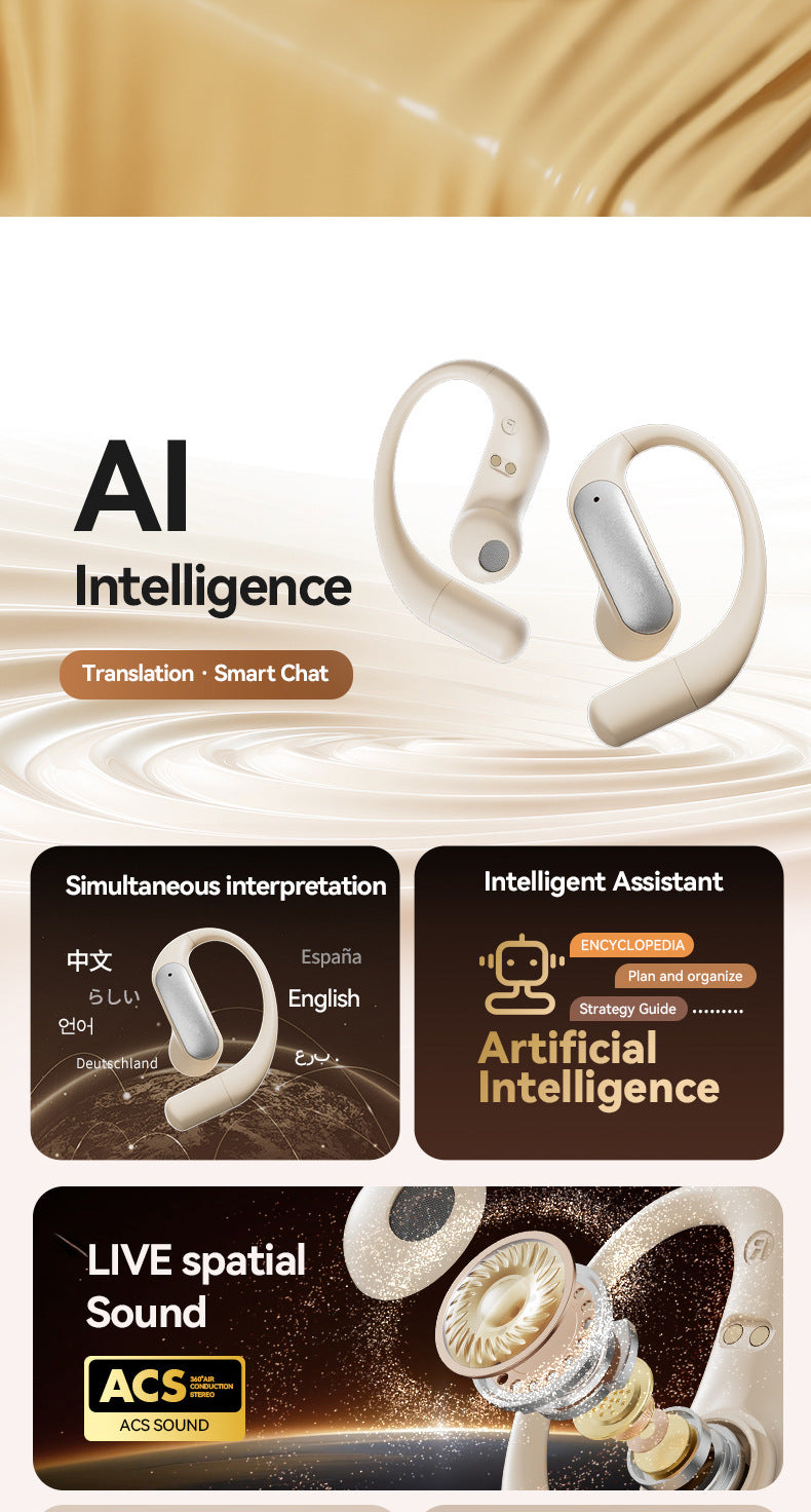 2025Popular M122New AI Translation Private Model Noise Cancelling Ultra-Long Battery Life Over-Ear Wireless Bluetooth Earphones