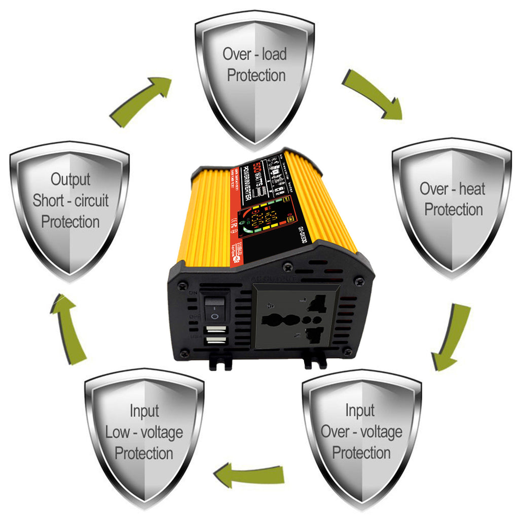 Car and Home Inverter12V Turn110V220V 500W Smart Display car power inverter