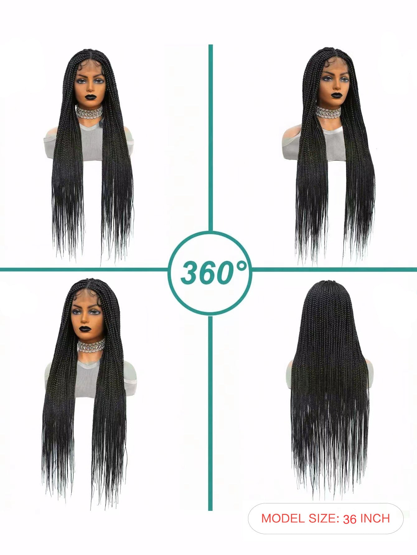 Foreign Trade Cross-Border European American African Wig for Women Full Hand-Woven Lace Three-Strand Braid Long Straight Hair Wig briad wig