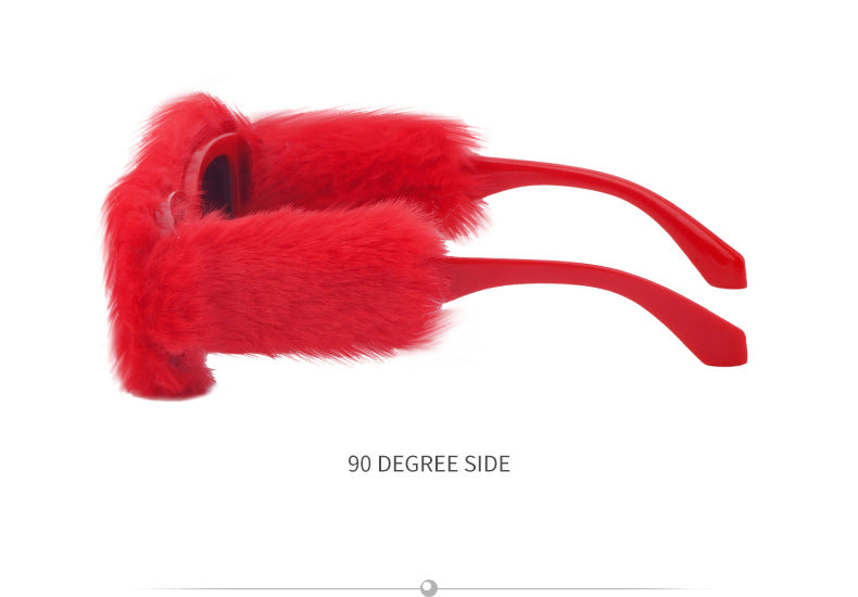 Fashion Plush Square Frame Sunglasses for Women Winter Full Coverage Sunglasses Wholesale Same Style for Women sunglasses