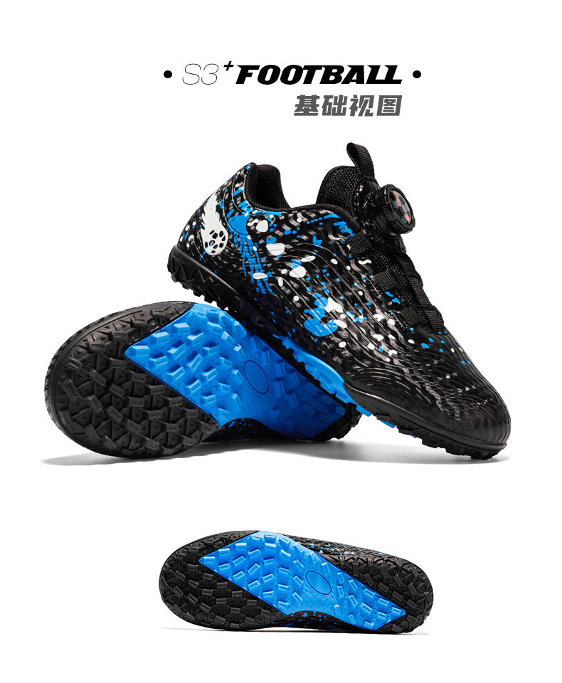 Rotating Button New Children's Soccer Shoes Girls' Spike Training Shoes Girls' Elementary School Sneakers Sports Shoes