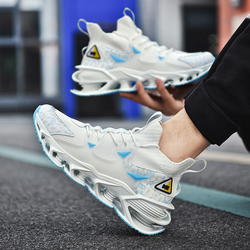 Fashion Blade Men's Shoes Mesh Breathable Sports Casual Running Shoes Men's Shock Absorption Anti-Slip Height Increasing Dad Trendy Shoes