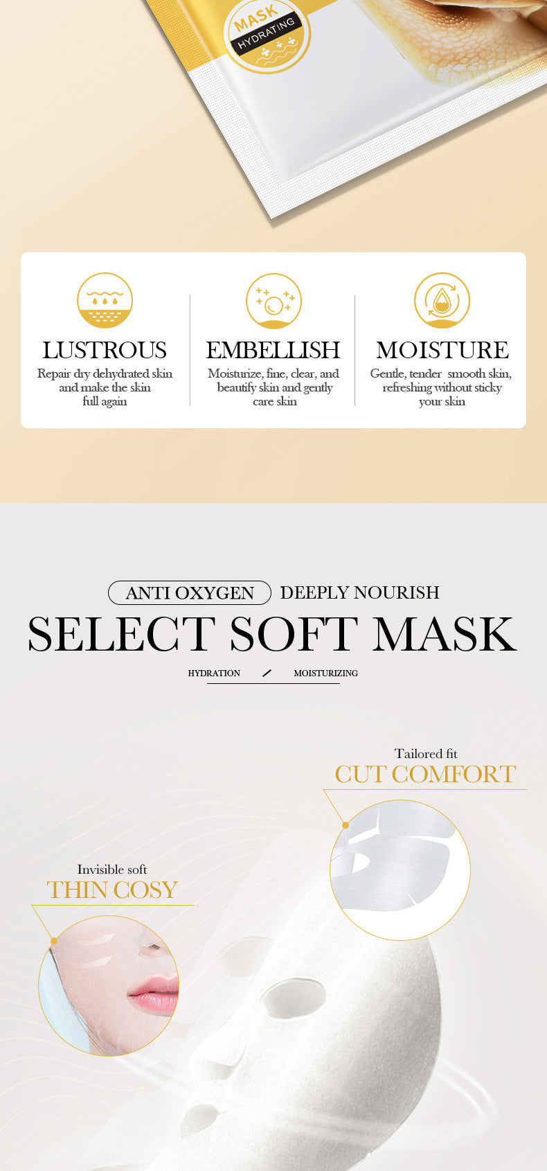 Full English Mask30gBIOAOUA Honey Hydrating Pearl Moisturizing Rose Snail Moisturizing  Foreign Trade Wholesale