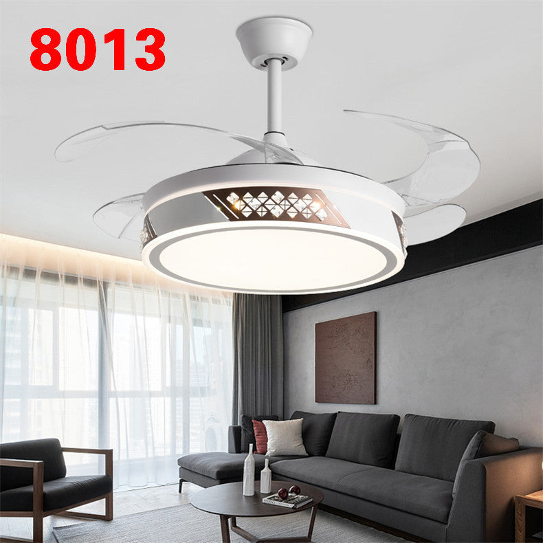 Invisible Fan Light Remote Control led Fan Chandelier Home Electric Fan Lamp scandinavian Iron Restaurant Lamp Crystal Ceiling Fan Lamp