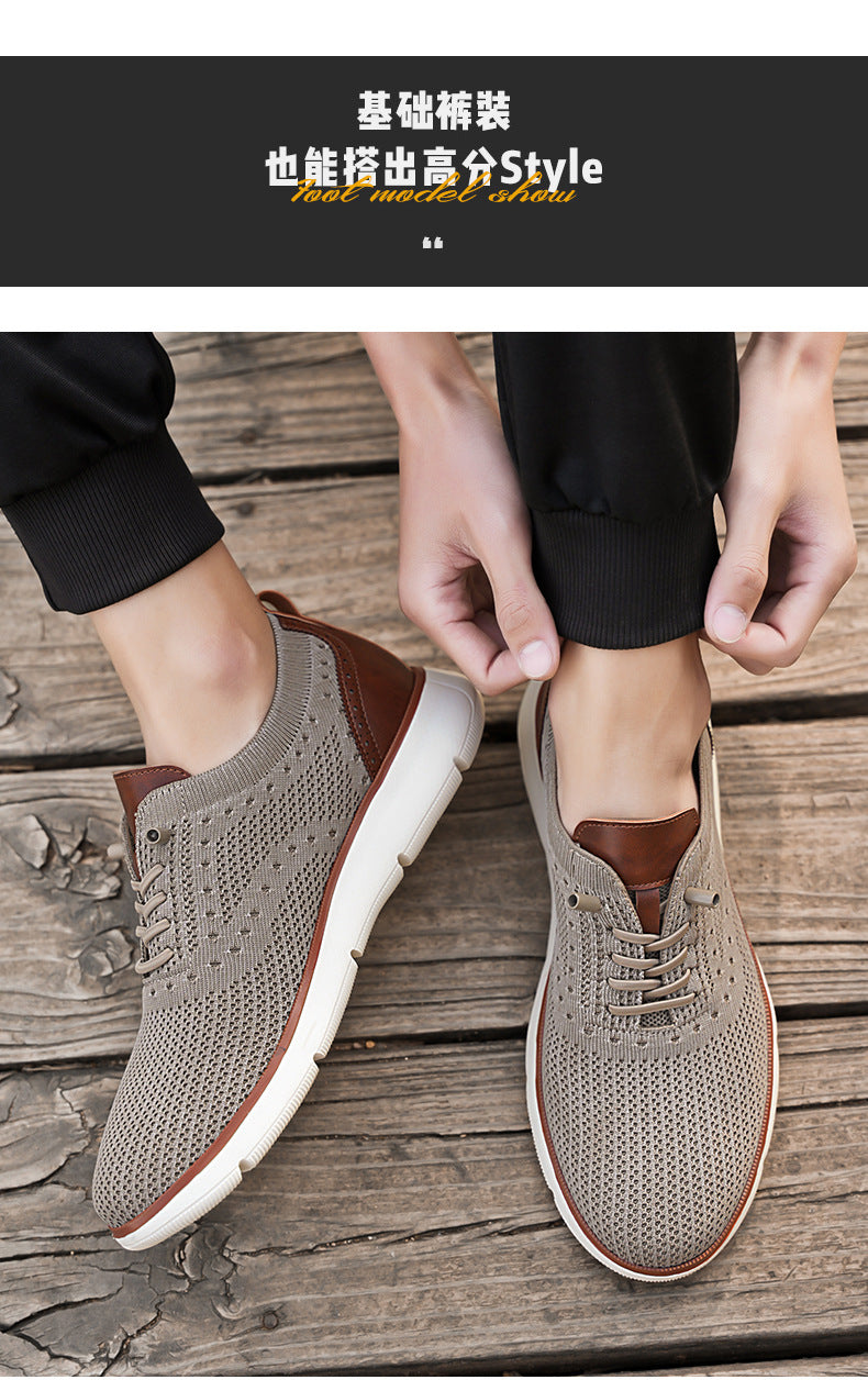 Foreign Trade Large Size Men's Shoes Lightweight Casual Sports Shoes Breathable Flyknit Mesh Loafers One-Piece Dropshipping Fashion Versatile