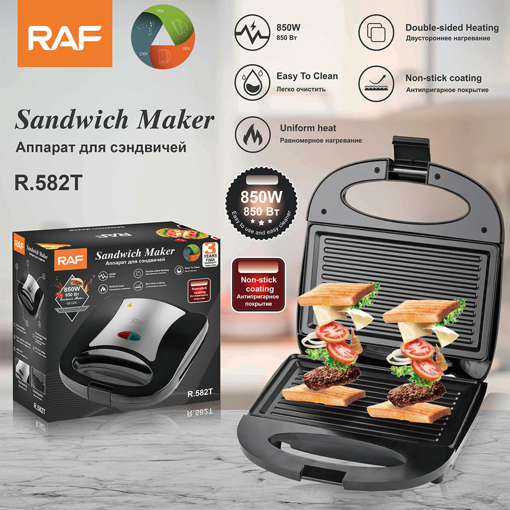 RAF European Standard Household Double-Sided Breakfast Machine Waffle Maker Heating Cake Machine Sandwich Maker Multifunctional Light Food