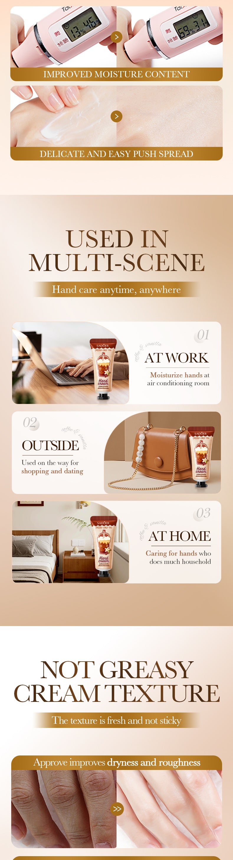 Full English Coffee Vanilla Hand Cream SADOER Autumn and winter anti-chapped skin rejuvenating hand cream  wholesale