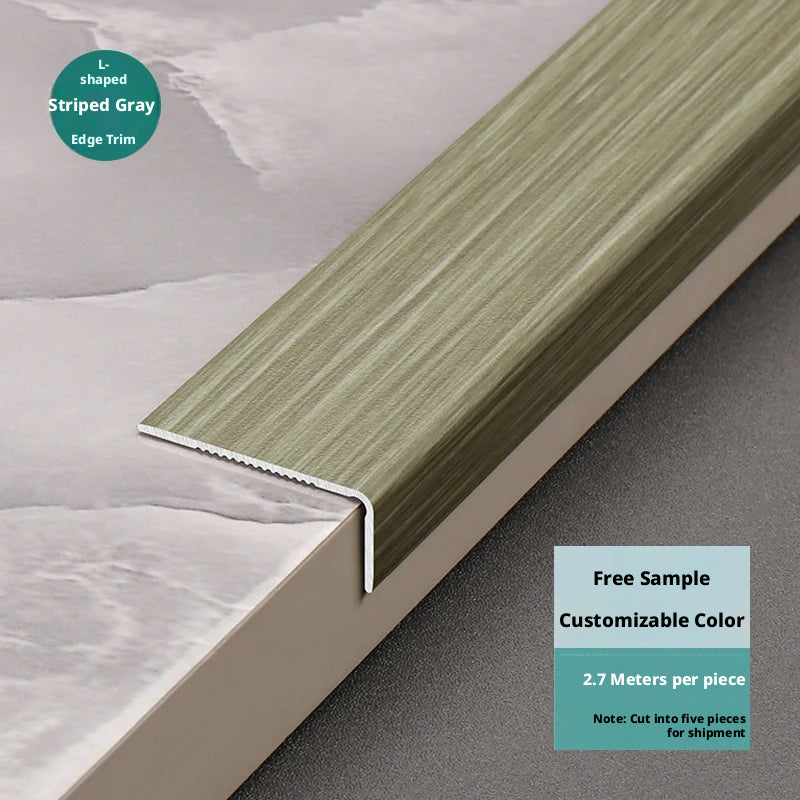 Aluminum alloy wood grain L Wooden flooring trim edge strip corner protector7Right-angle edge trim with buckle strips for threshold decoration