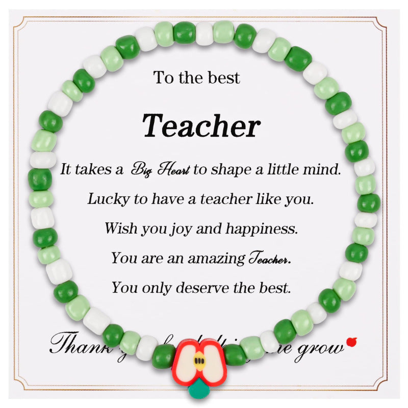 Teacher's Day Heartwarming Bracelet Niche High-end Gift teacher Card Bead Apple Thank You Teacher Bracelet