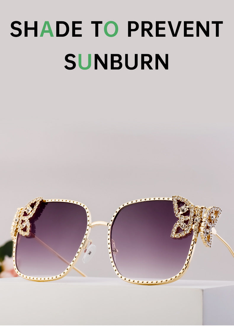 European and American Fashion Personality Butterfly Diamond Sunglasses for Women Metal Frame Sunglasses Women's Sun Protection Glasses shades