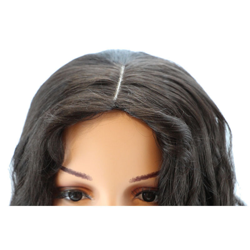 wig Hairband Head Cover Wig Natural Black Synthetic Fiber Forehead Hand Hook Export Long Curly Hair Middle Part Middle Part Long Curly