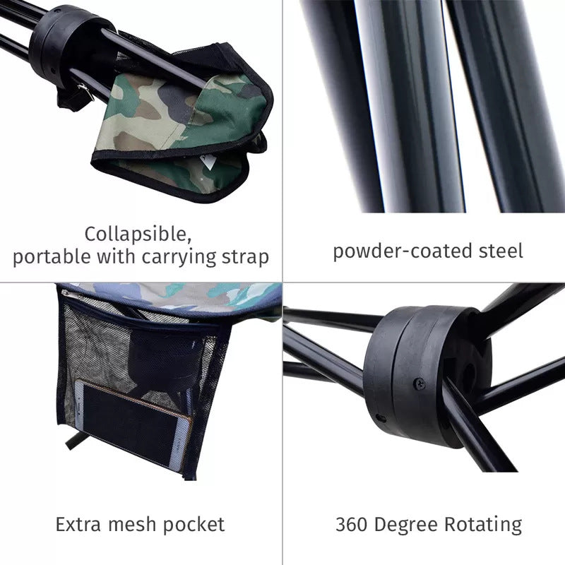Outdoor Folding Chair Picnic Leisure Rotating Tripod Chair Fishing Portable Thickened Camping Stool