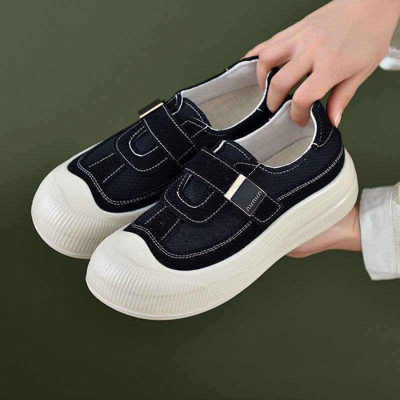New Round Toe Fashion Sports Casual Shoes Mesh Soft Sole Women's Shoes Retro Niche Fashion Low-top Single Shoes Mom Shoes