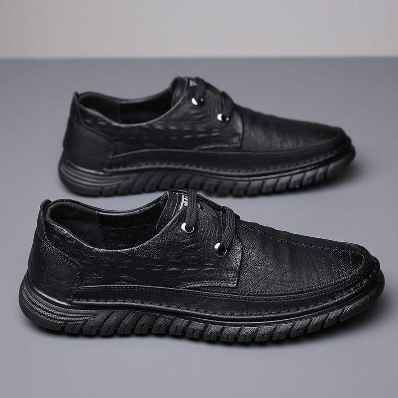 2025Summer Men's Shoes Casual Versatile Leather Shoes Soft Sole Breathable Cowhide Wear-resistant Business Dad Shoes