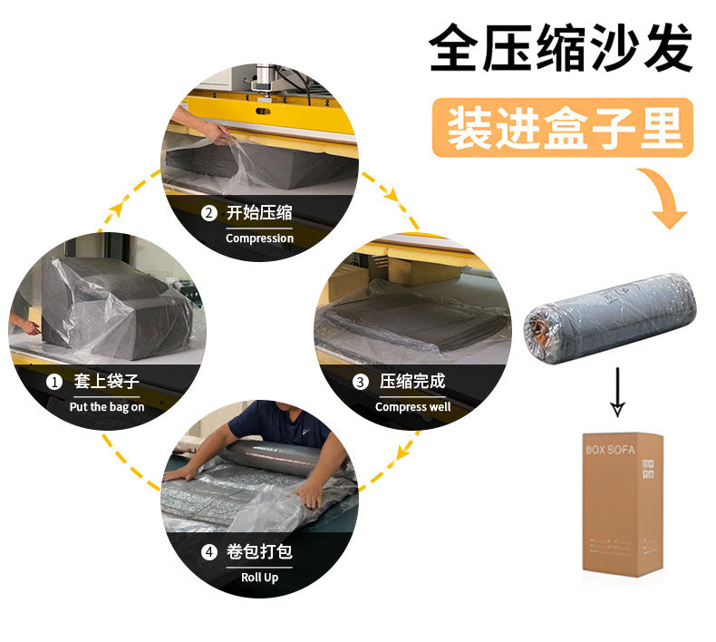 Vacuum Compressed Sofa Second-Hand Modular Combination Small Apartment Wabi-Sabi Style Living Room Designer Lamb Wool Fabric Sofa