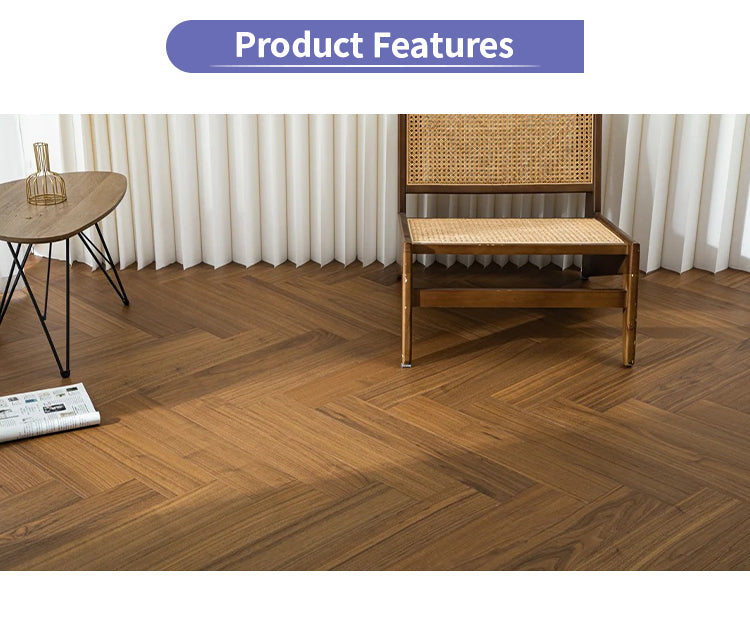 Custom 15mm Solid Wood Black Walnut Herringbone Engineered Wood Flooring | Premium Multi-Layer Waterproof Anti-slip Outdoor Park