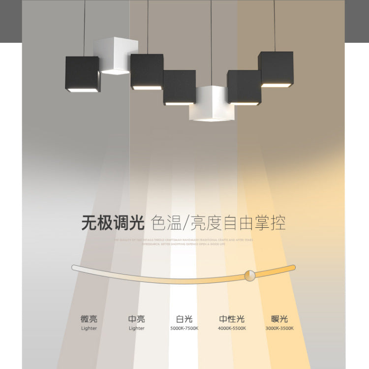 Art Cube Restaurant Light Modern Dining Table Pendant Light Simple Trendy Office Desk Bar Counter Study Room Restaurant Grand Lighting Fixture