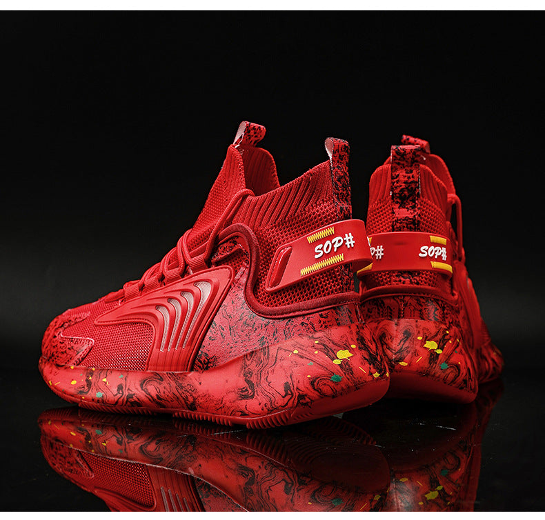 2025New National Fashion Casual Shoes Breathable Mesh Patchwork Men's Shoes Thick Sole Height Increasing Non-Slip Wear-Resistant Sports Shoes