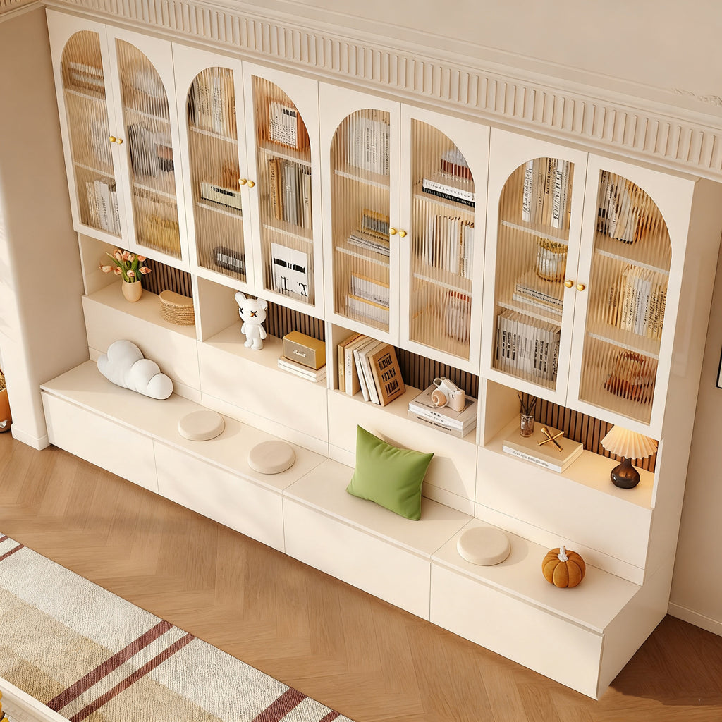 Custom Aluminum Alloy Bookshelf Card Holder Combination Bookshelf with Glass Door Display Cabinet Background Cabinet Storage Cabinet Integrated