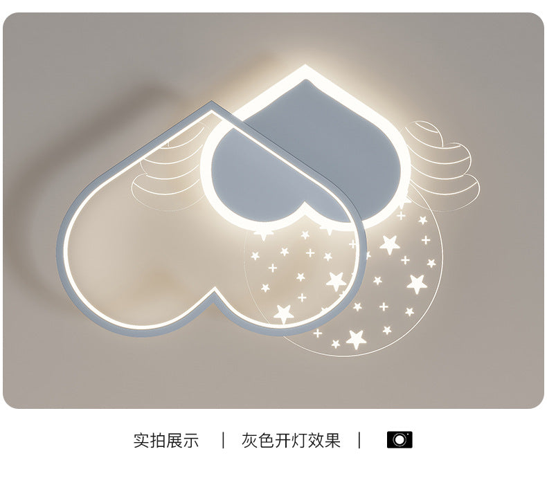 Cozy Eye Protection Bedroom Lamp led Simple Ceiling Light for Boys and Girls Princess Room Bedroom Creative Double Heart Lamp