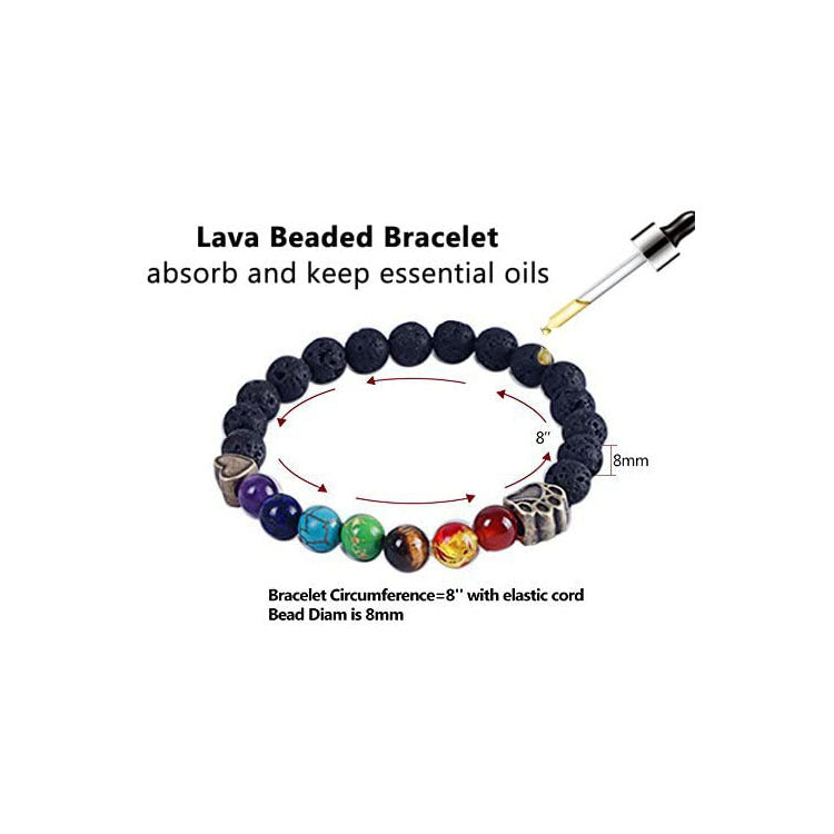 Men's White Turquoise Bracelet Heart Paw Print Alloy Pendant Volcanic Tiger Eye Colorful Beads Blue Dot Bear Paw Bracelet