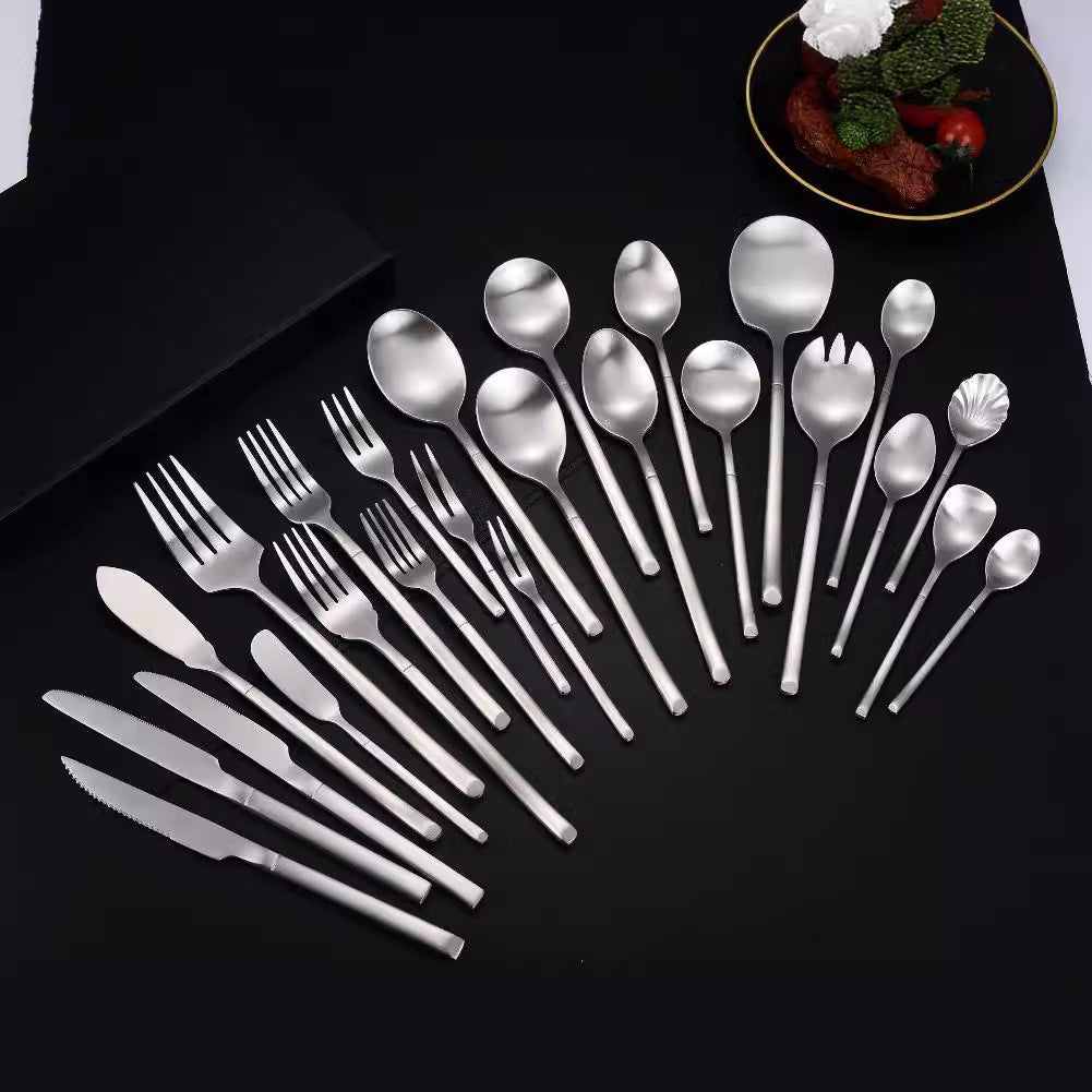 201Stainless Steel Knife Fork Spoon Heavy Moonlight Tableware Western Food Hotel Household Steak Knife Fork Dessert Spoon Wholesale