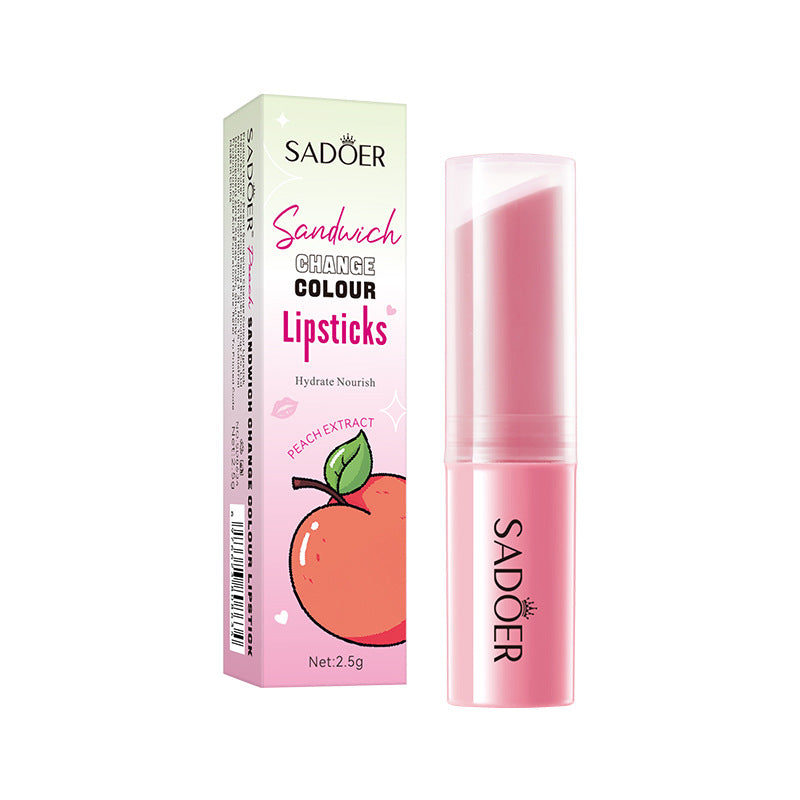 Full English Fruit Filled Temperature Changing Lip Balm SADOER Hydrating Moisturizing Temperature Changing Lip Balm for Foreign Trade
