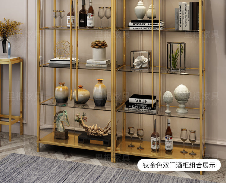 Simple Wine Cabinet Wall-Mounted Living Room Modern Simple Glass Storage Cabinet Home Storage Cabinet Light Luxury High-End Display Cabinet