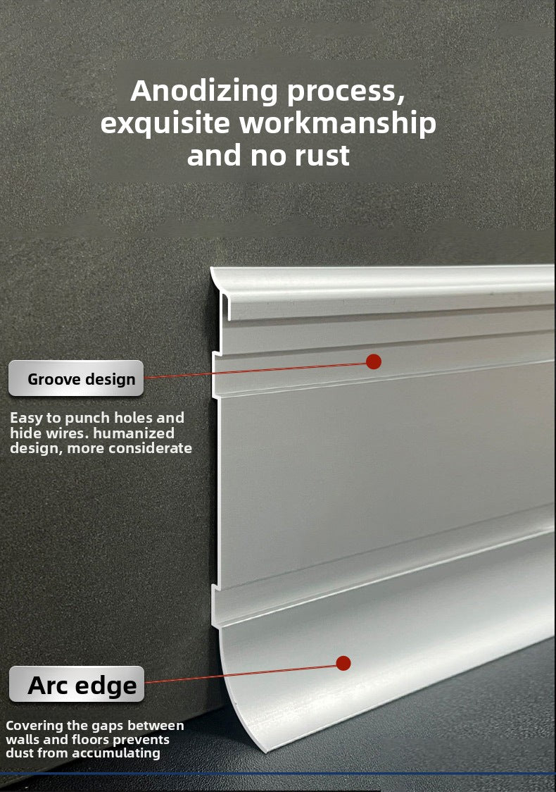 Aluminum alloy skirting board, floor edge trim strip for hospitals, hotels, and schools, thickened and wear-resistant aluminum alloy wall panel