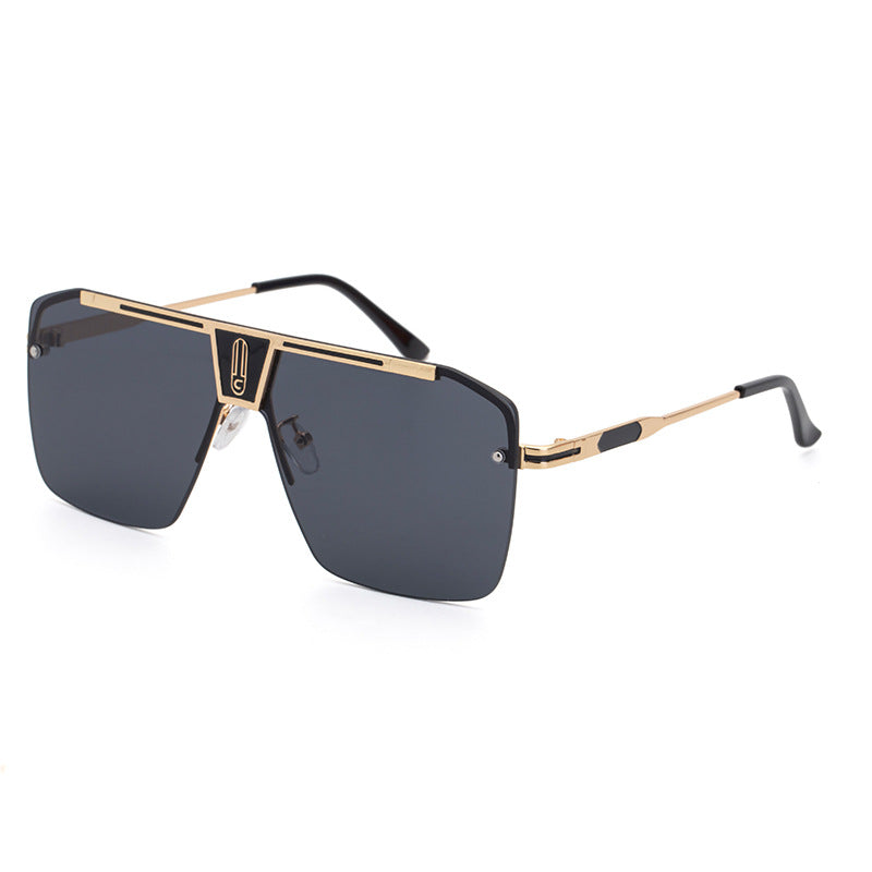 New Large Frame Sunglasses Men's Trendy Cool Fashion Street Style Square Frame Sunglasses Retro Rimless Glasses sunglasses