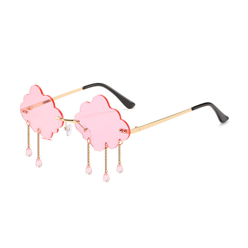 New Sunglasses for Women with Pendant Cloud Design, Trendy Personality Party Funny Ocean Film Prom Sunglasses