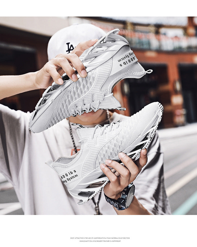 2025Summer New Men's Shoes Non-Slip Blade Shoes Men's Running Shoes Breathable Flyknit Mesh Shoes Sports Casual Shoes