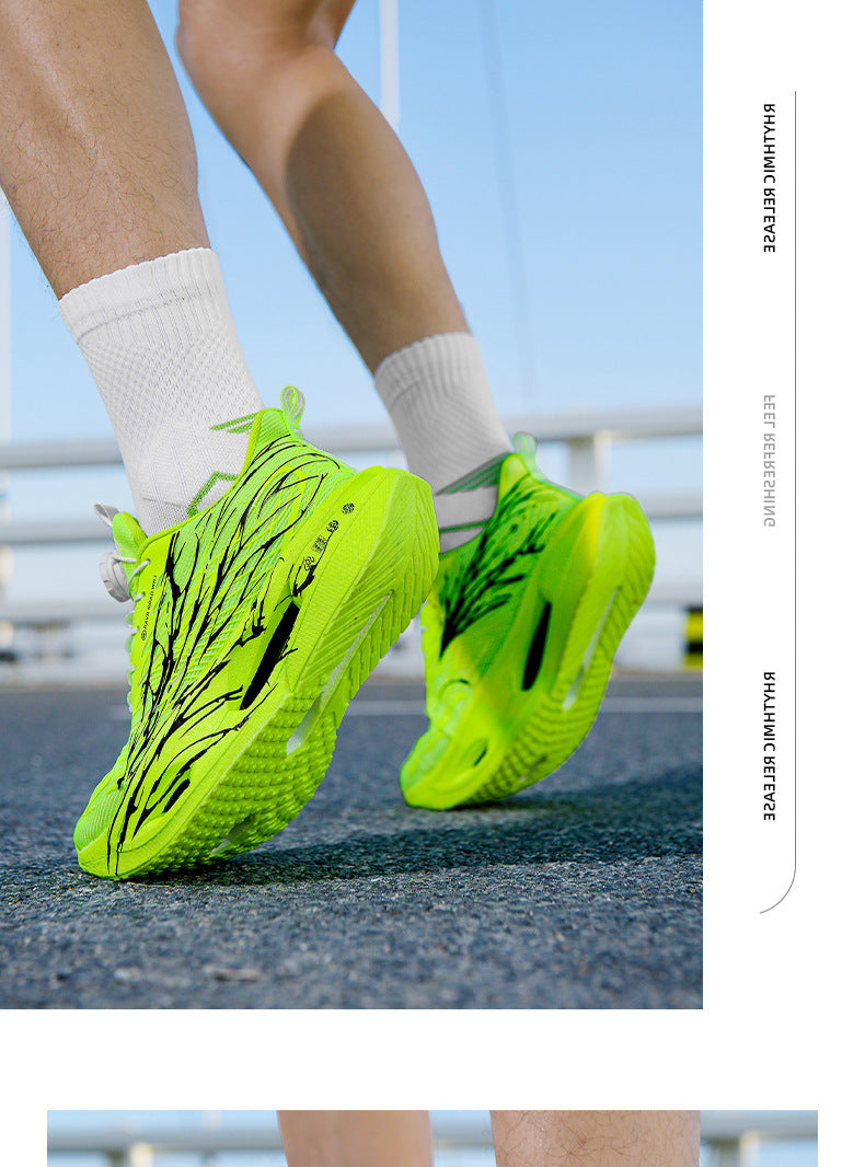 Autumn Winter Double Mesh Thickened Comfortable Rotating Buckle Fluorescent Versatile Running Shoes Youth Carbon Plate Really Soft Sole Sports Shoes