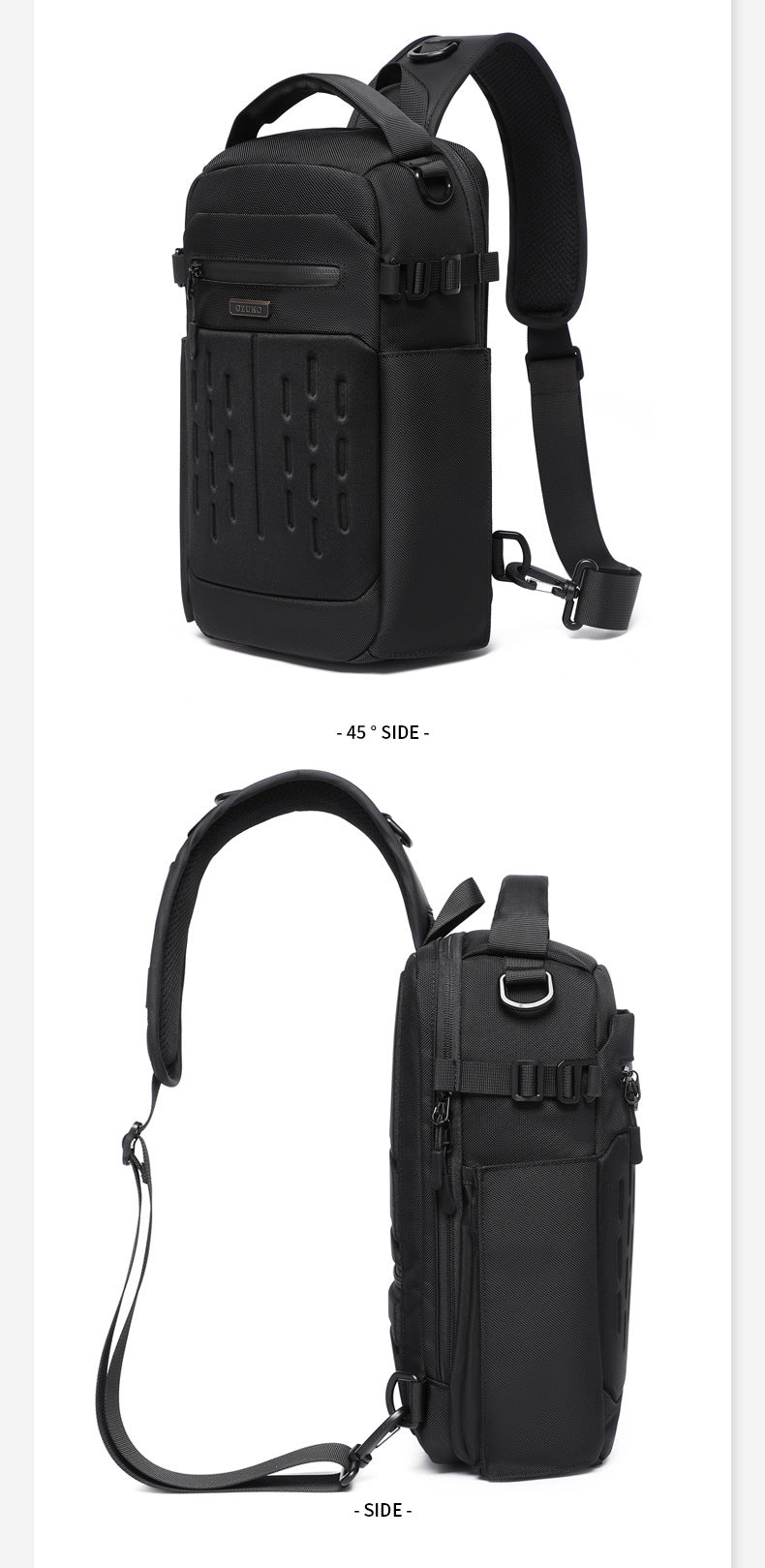 OZUKO Men's Chest Bag Waterproof Multifunctional Crossbody Bag Trendy Portable Small Backpack Large Capacity Single Shoulder Men's Bag