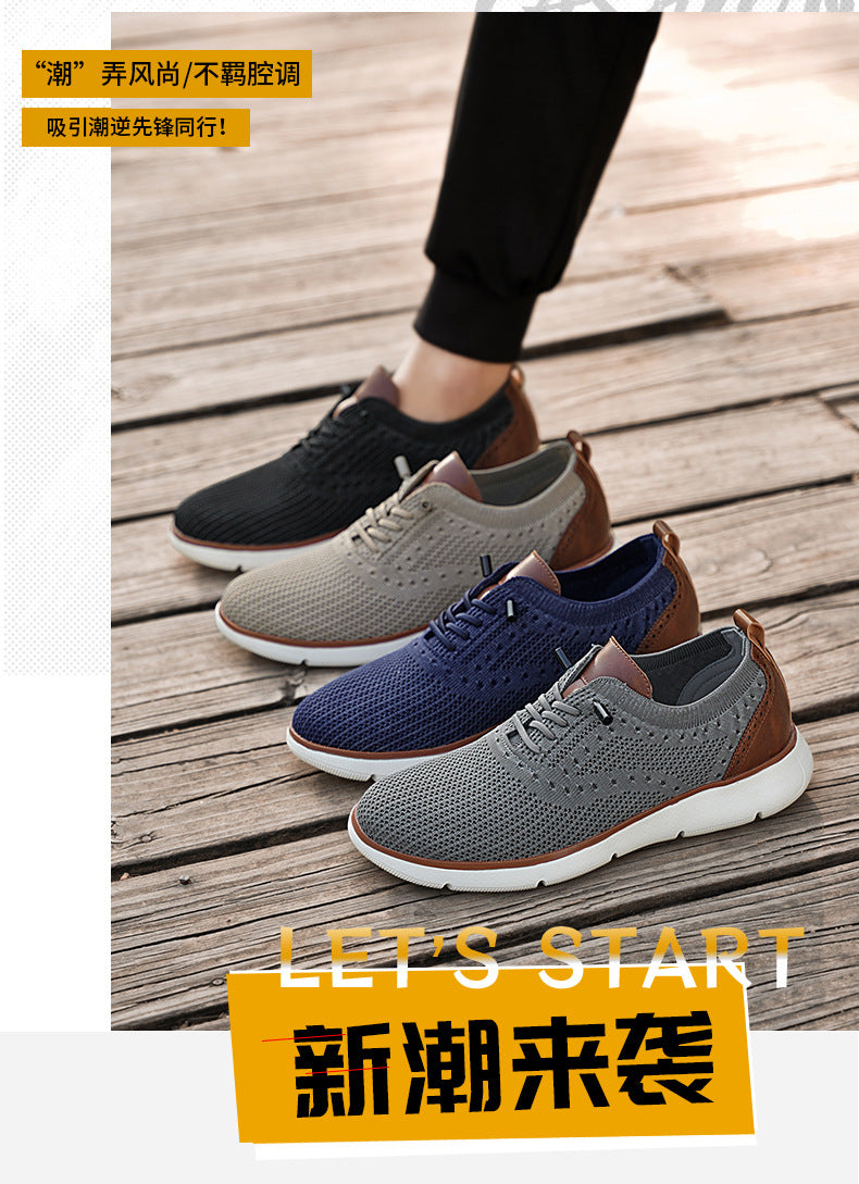 Foreign Trade Large Size Men's Shoes Lightweight Casual Sports Shoes Breathable Flyknit Mesh Loafers One-Piece Dropshipping Fashion Versatile