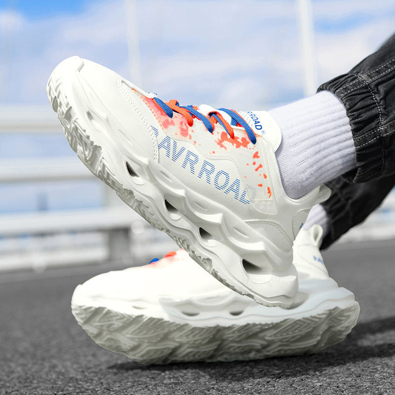 2025New Year's New Rebound Shock Absorption Sports Shoes Men's Fashion Retro Leather Dad Shoes Comfortable Wear-Resistant Running Shoes