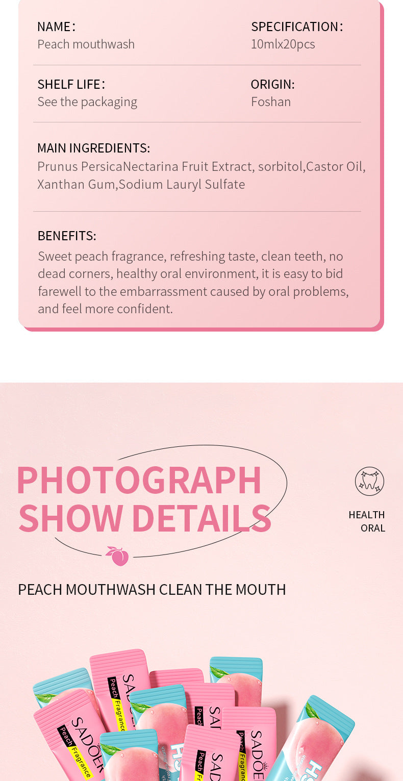 Full English Mouthwash Box Set SADOER Disposable Portable Oral Cleaning Care  Foreign Trade Wholesale