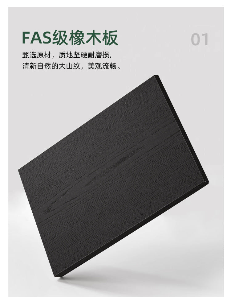 Solid Wood Sliding Door Bedroom Wardrobe Italian Minimalist Black Glass Door Modern Simple High-Grade Oak Storage Closet