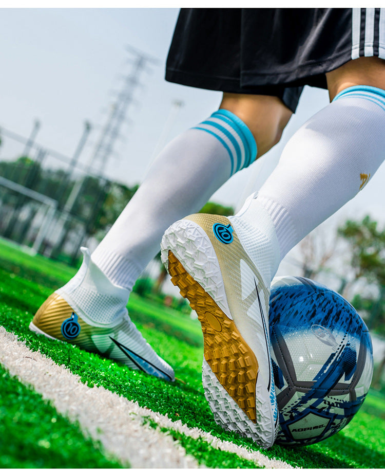 World Cup Football Shoes Men's High Top Long Spike Lawn Broken Spike Youth Student Competition Training Shoes