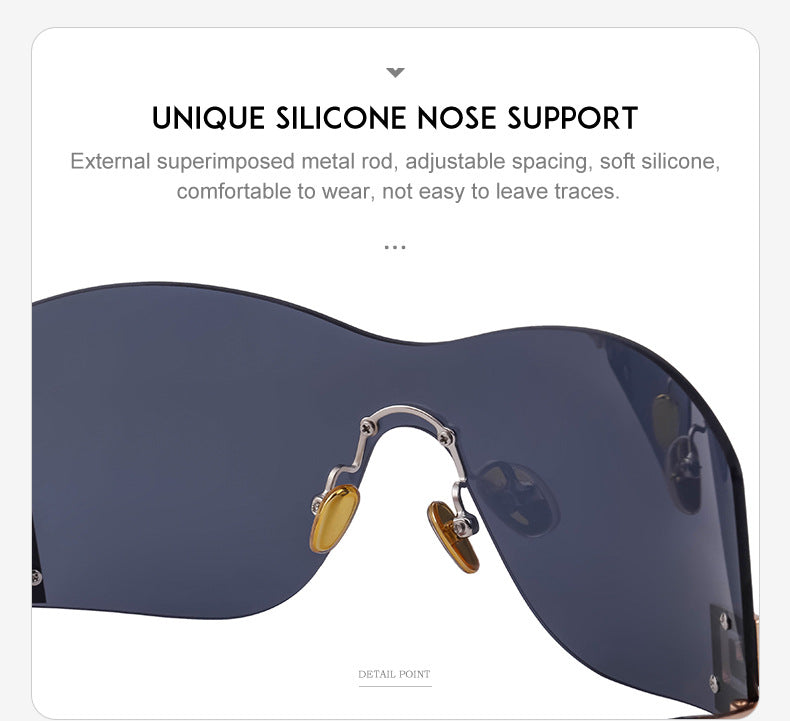 European and American Fashion Frameless Windproof Sunglasses for Women Trendy Large Frame Sunglasses Women's Glasses Wholesale sunglasses