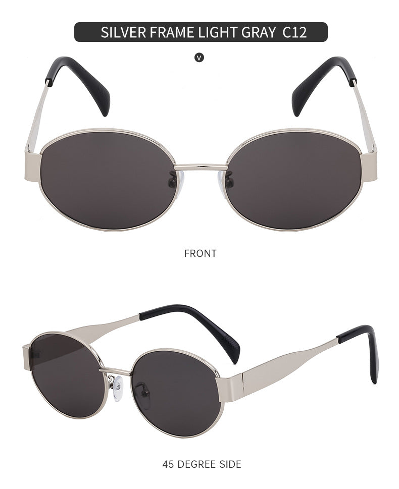 New European and American Fashion Oval Frame Sunglasses for Women High-end Sunglasses for Women Trendy Sunscreen Wholesale sunglass