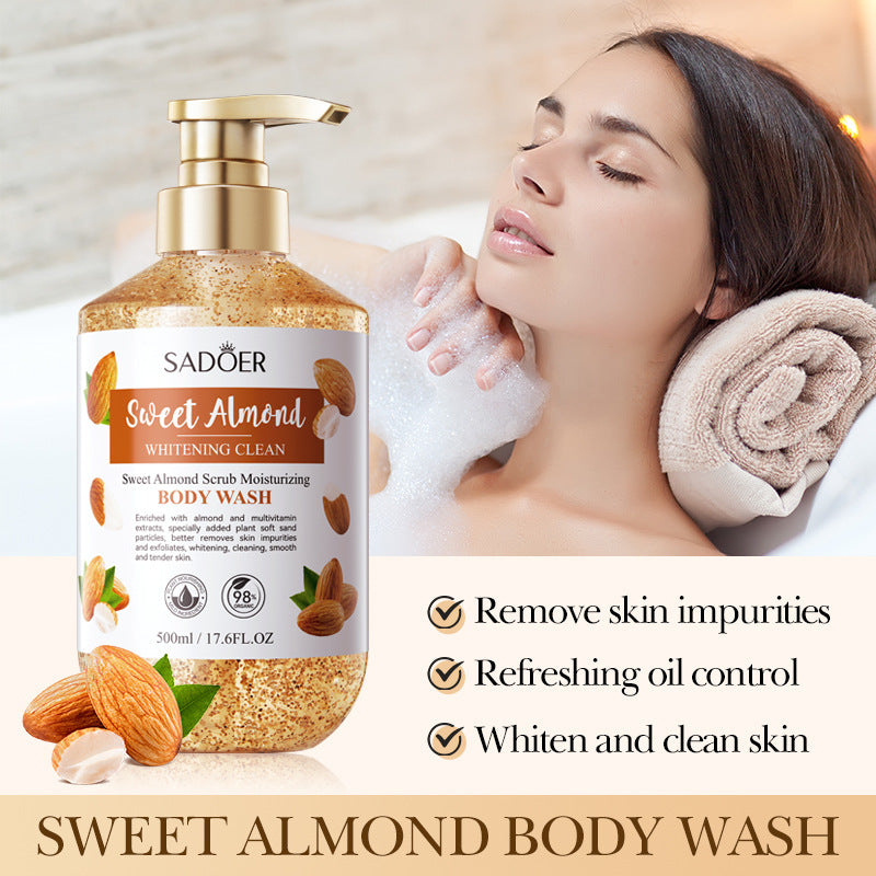 Full English Sweet Almond Whitening Scrub Body Wash500ml SADOER  foreign trade wholesale of cleansing body wash