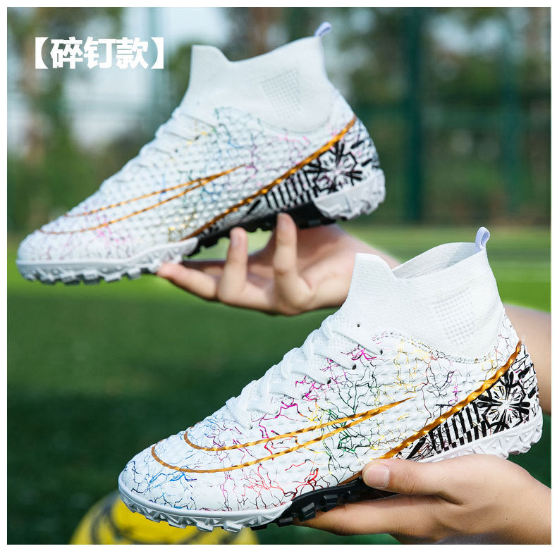 New high-top soccer shoes for men and women AG Spike TF Broken Nail Youth Student Grassland Competition Training Shoes